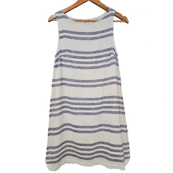BeachLunchLounge Alina Stripe Linen Blend Shift Dress Beach Sky Blue Size XS - Picture 4 of 8